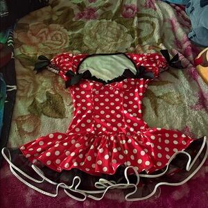 Red Polka Dot Dress with Black Accents